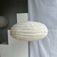 Suspension in rattan and natural linen Japanese style flattened oval h35 d60