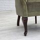 1960s, Danish armchair, green furniture velour, beech wood legs.