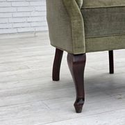 1960s, Danish armchair, green furniture velour, beech wood legs.
