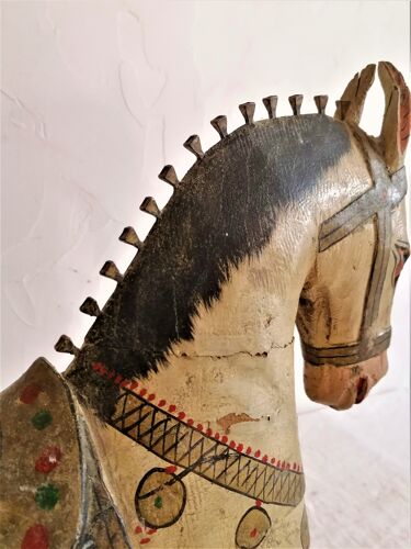 Ancien jouet, cheval de bois, Inde