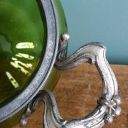 Napoleon III Art Nouveau glass and silver-plated biscuit jar