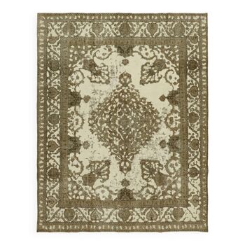 Handmade Oriental Decorative 1980s 290 cm x 365 cm Beige Wool Carpet