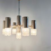 Lustre en chrome et verre, années 1970