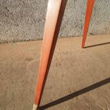 Red moumoute barrel chair with compass feet from the 60s and 70s