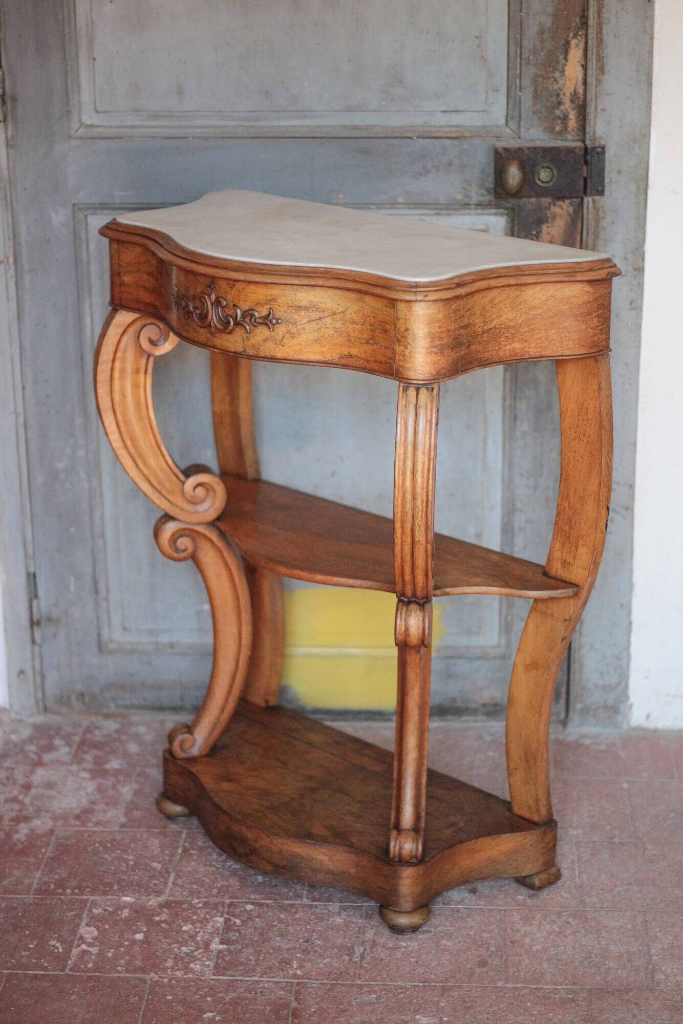 Console bois et marbre époque Louis Philippe, meuble bois, meuble d'entrée