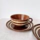 Lot de 2 tasses + 2 assiettes en grès "Mary" - Digoin Sarreguemines Vintage