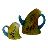 Kjell Engman for Kosta Boda Sweden Tea pot and mug Art glass , 1980's