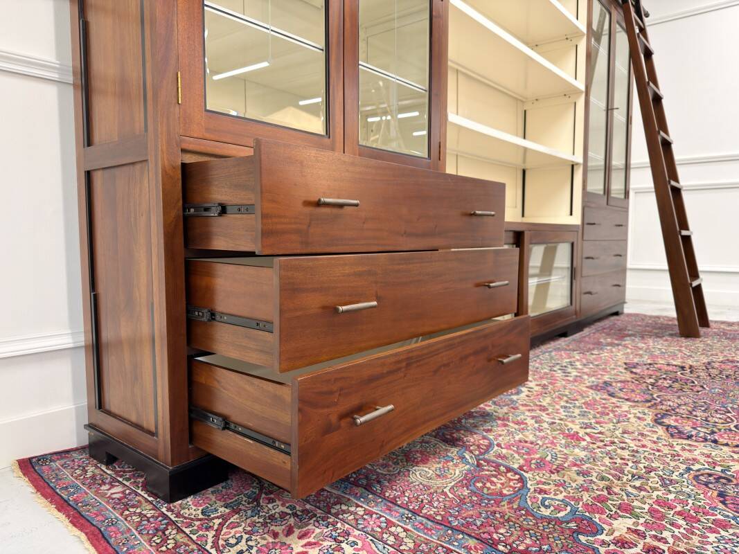 Large Classic English Art Deco Bookcase Library Cabinet