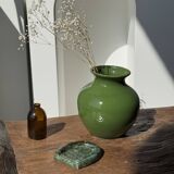 Cendrier en céramique vernissée turquoise et brune en forme de fer à cheval