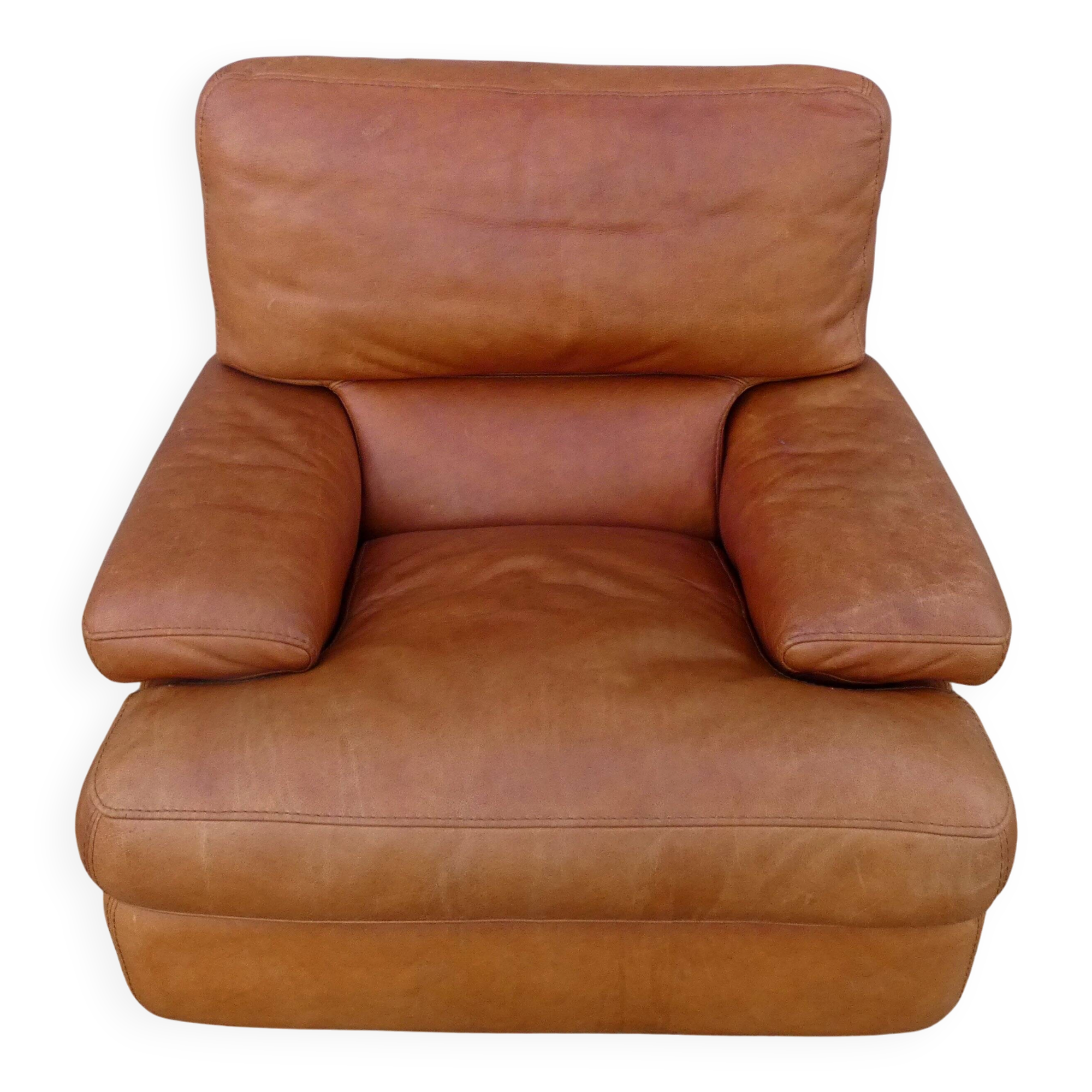 Vintage loft leather armchair DUVIVIER