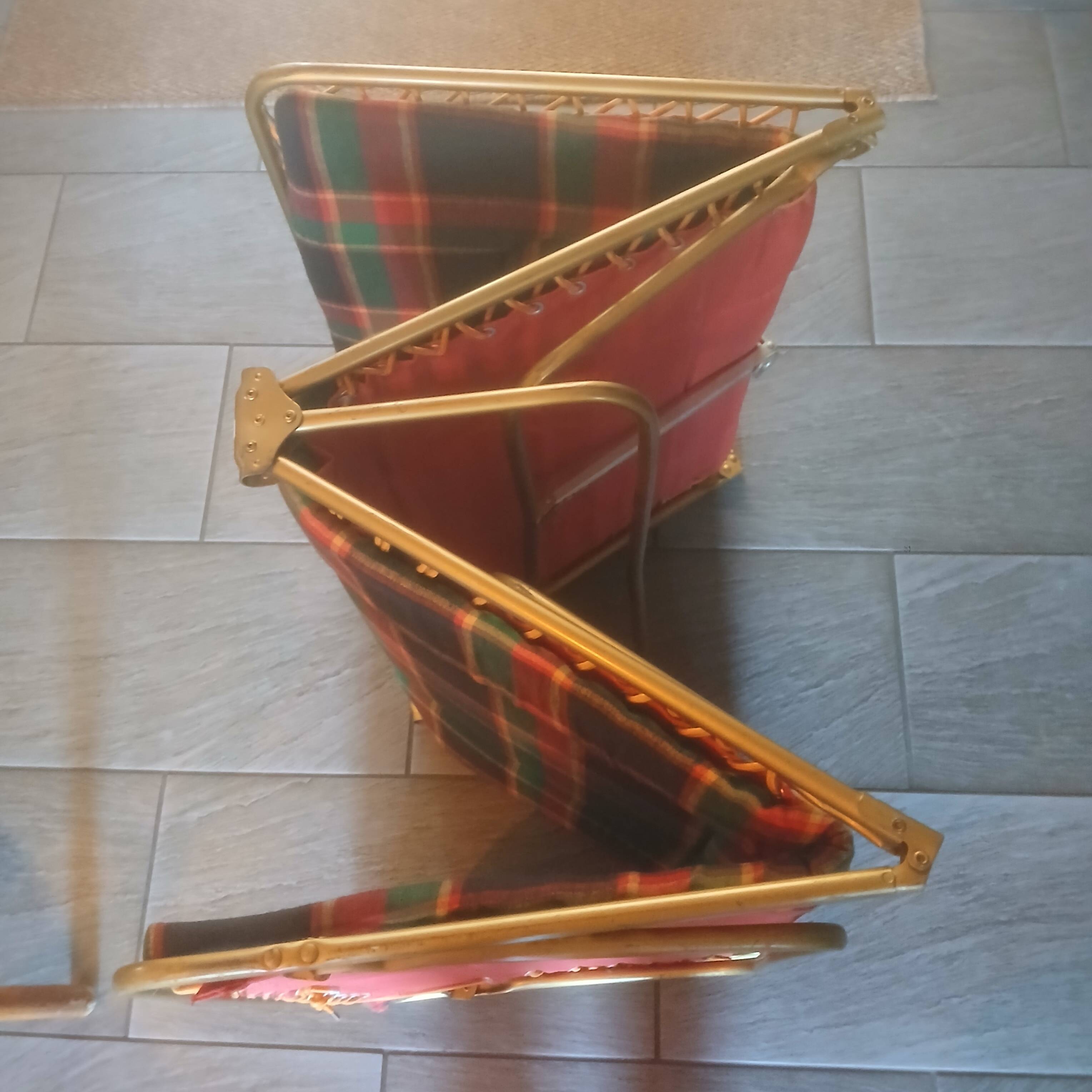 Lafuma vintage 1970s camp bed – foldable – tartan green – camping c