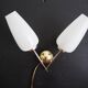 1960s double brass wall light - White glass globe