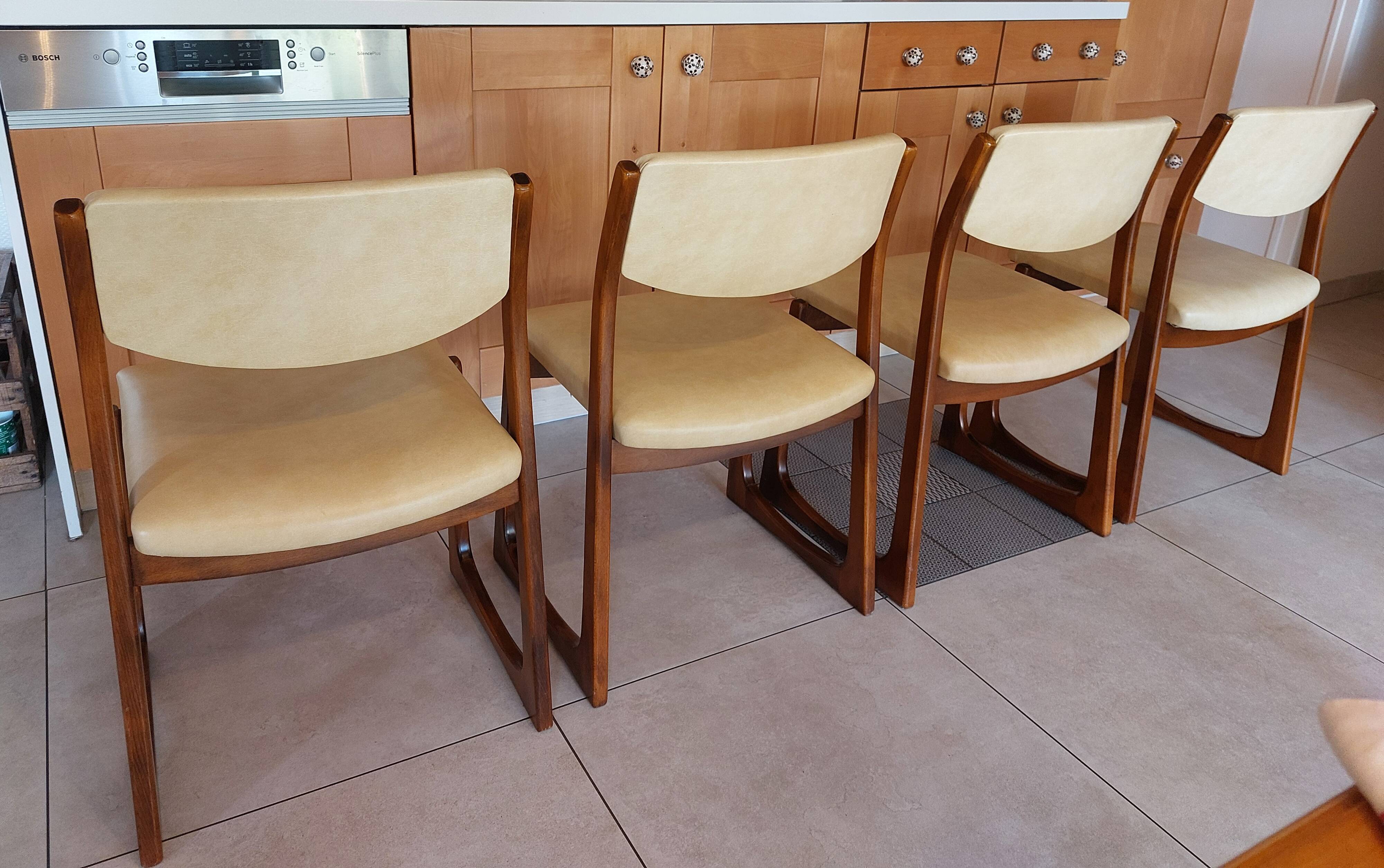 4 sled chairs, vintage