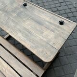 Old double school desk with built-in bench