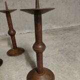 3 spikes -candles in solid oak 1950s