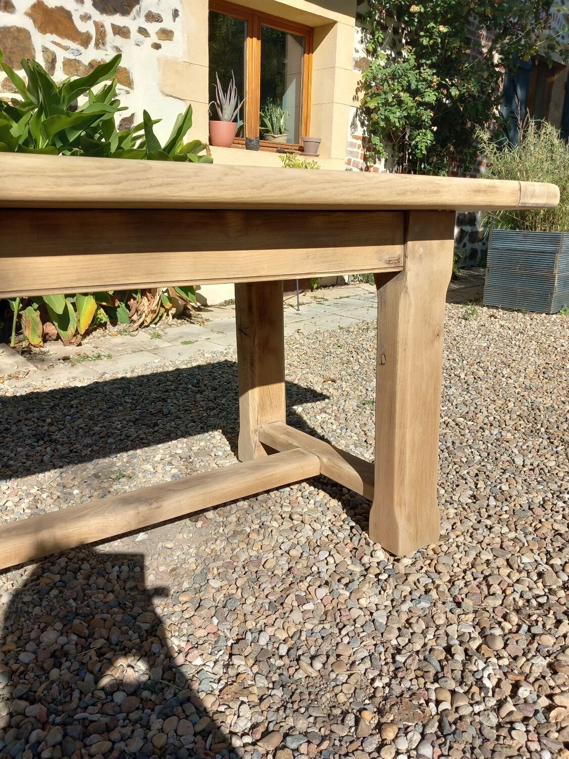 Old farm table in solid oak 2 m 63
