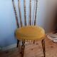 Vintage chair in turned wood and gold velvet, 1960