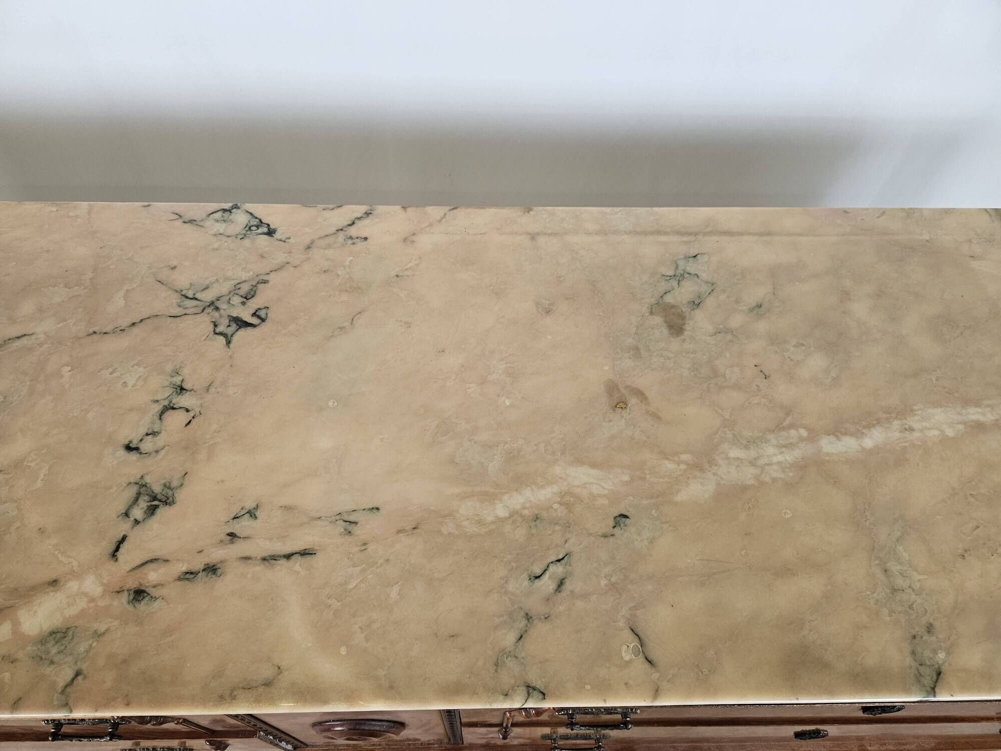 1980s chest of drawers with marble top and four drawers