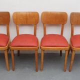 Set of 4 chairs 1950s, beechwood and leatherette