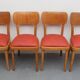 Set of 4 chairs 1950s, beechwood and leatherette