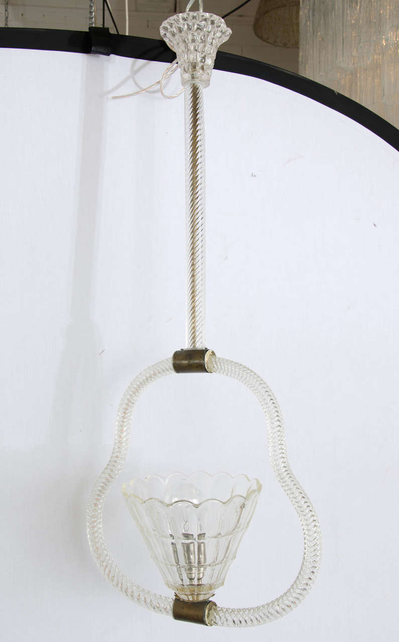 Chandelier italien en verre de Murano, 1930