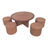 Table basse et 4 tabourets
