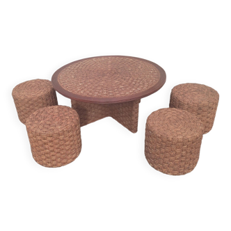 Coffee table and 4 stools