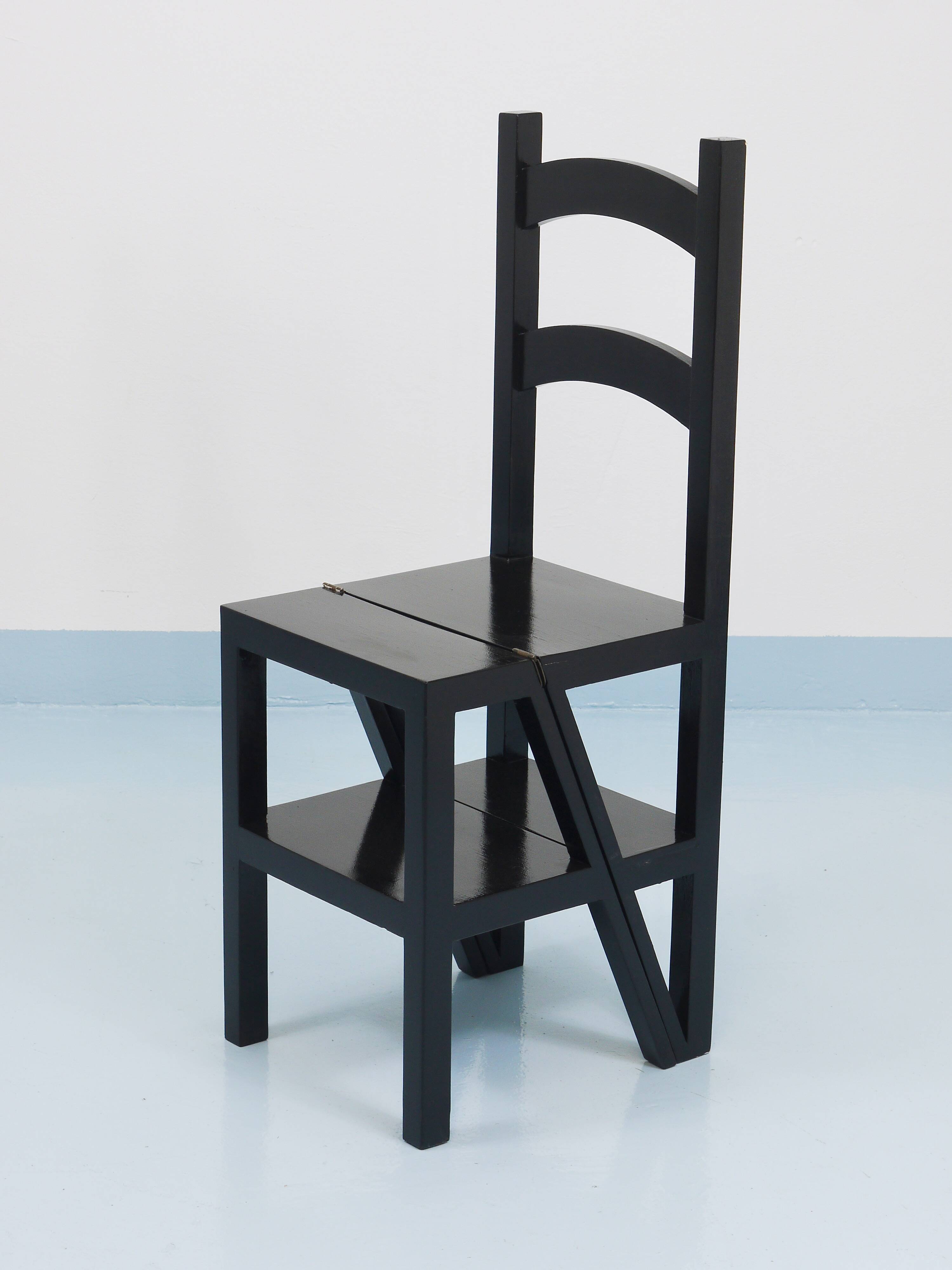 Black Metamorphic Library Steps Folding Ladder Chair, Germany, 1970s