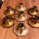 Suite de 7 appliques, plafonniers vintage, laiton, Motoko Ishii pour Staff Leuchten 1970