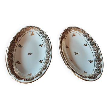 Set of 2 Limoges Porcelain butter dishes.