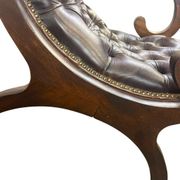 Vintage Chesterfield armchair in dark brown leather / single seat