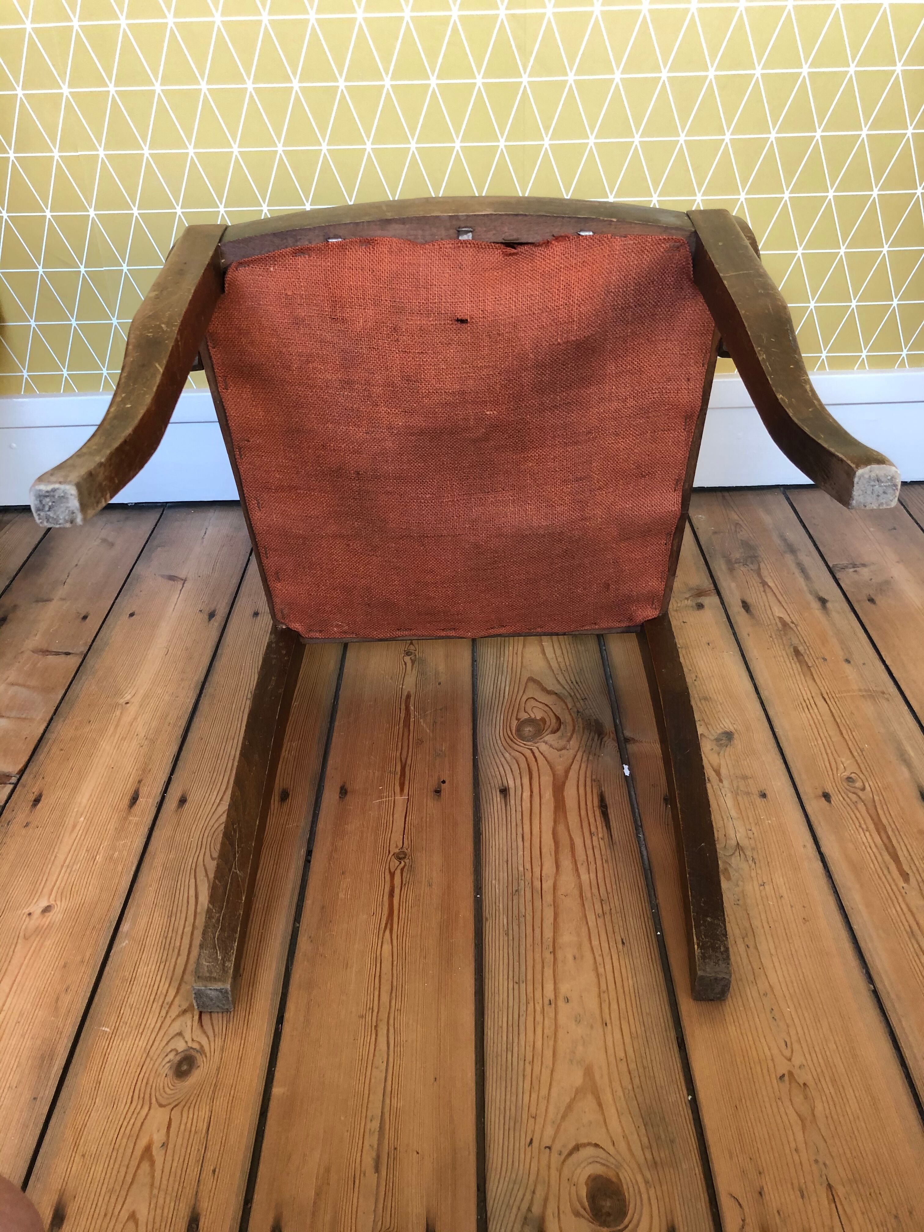 Fauteuil bridge vert années 50