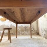 Table de ferme en pin et chêne