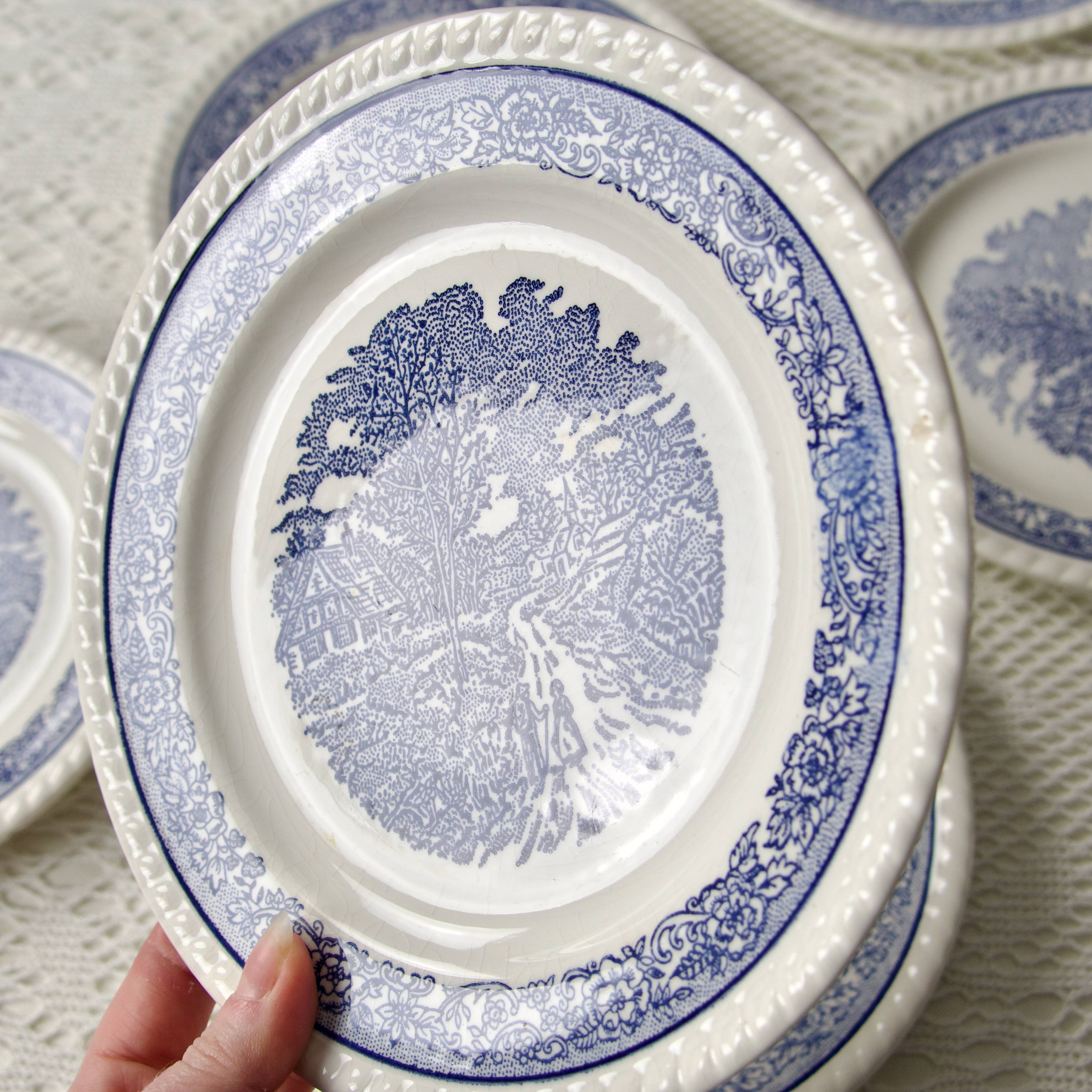 6 vintage country plates