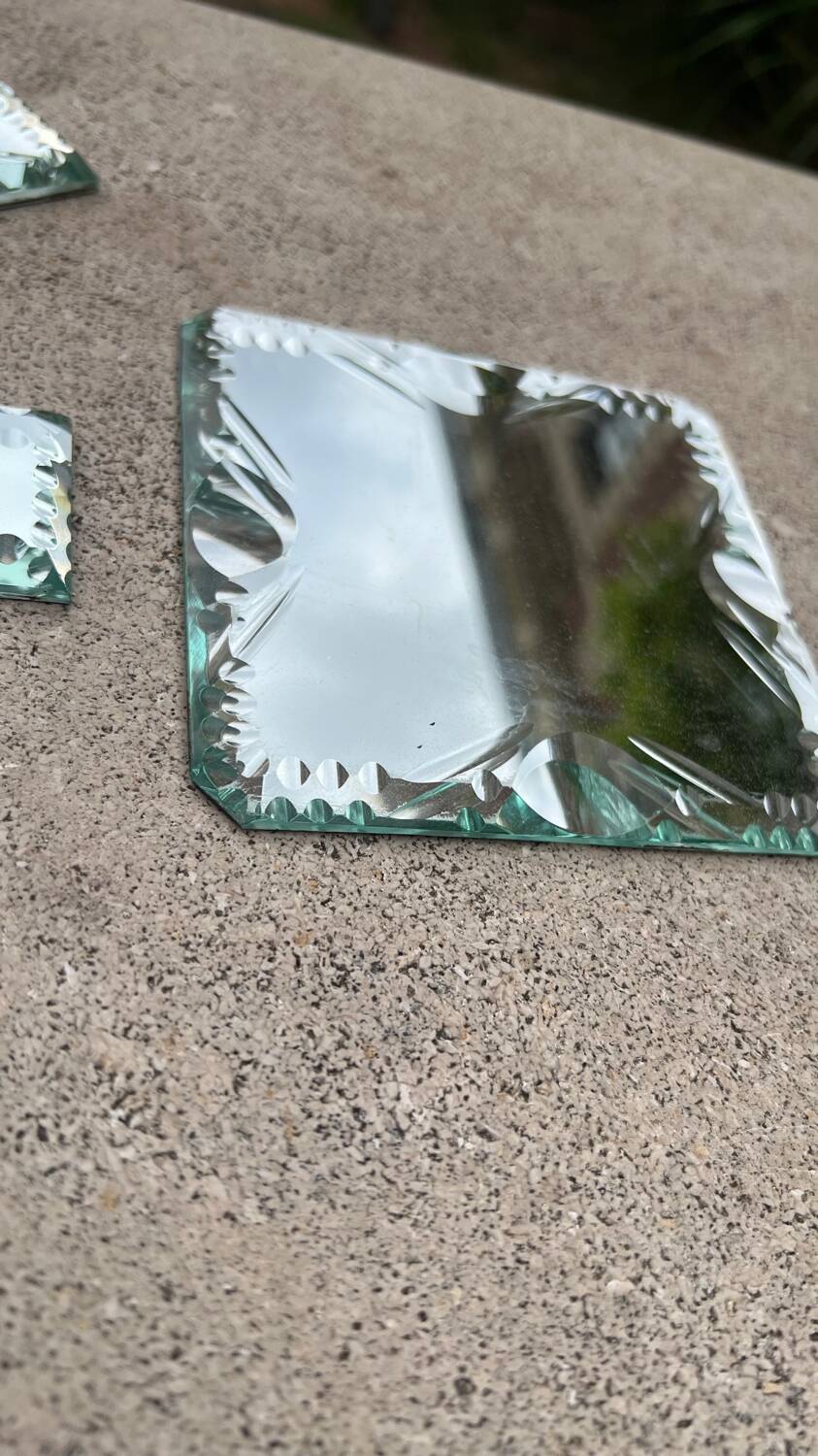 Beveled mirror glass - knife holders bottle coasters