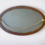 Large Art Deco oval mirror in carved wood - 87 x 53 cm