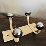 Wall coat rack with 2 vintage ball hooks