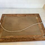 Large marine painting of fishermen and boats.