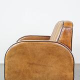 Art Deco design 2.5-seater sheep leather sofa