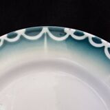 Assiettes dépareillées anciennes Digoin, Salins, Moulin des Loups vertes et bleues