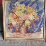 Old painting representing a bouquet of flowers