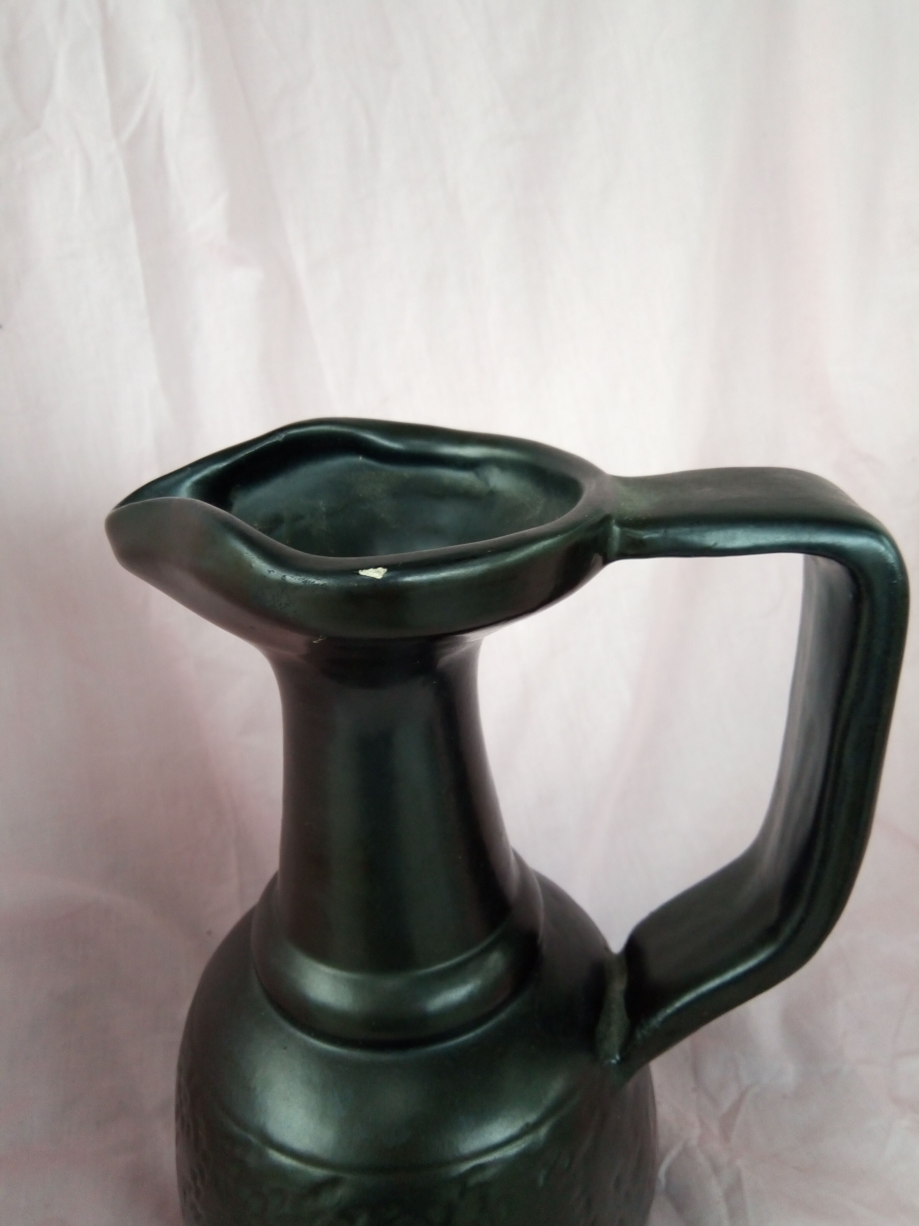 Black ceramic pitcher Vallauris by Lunetta