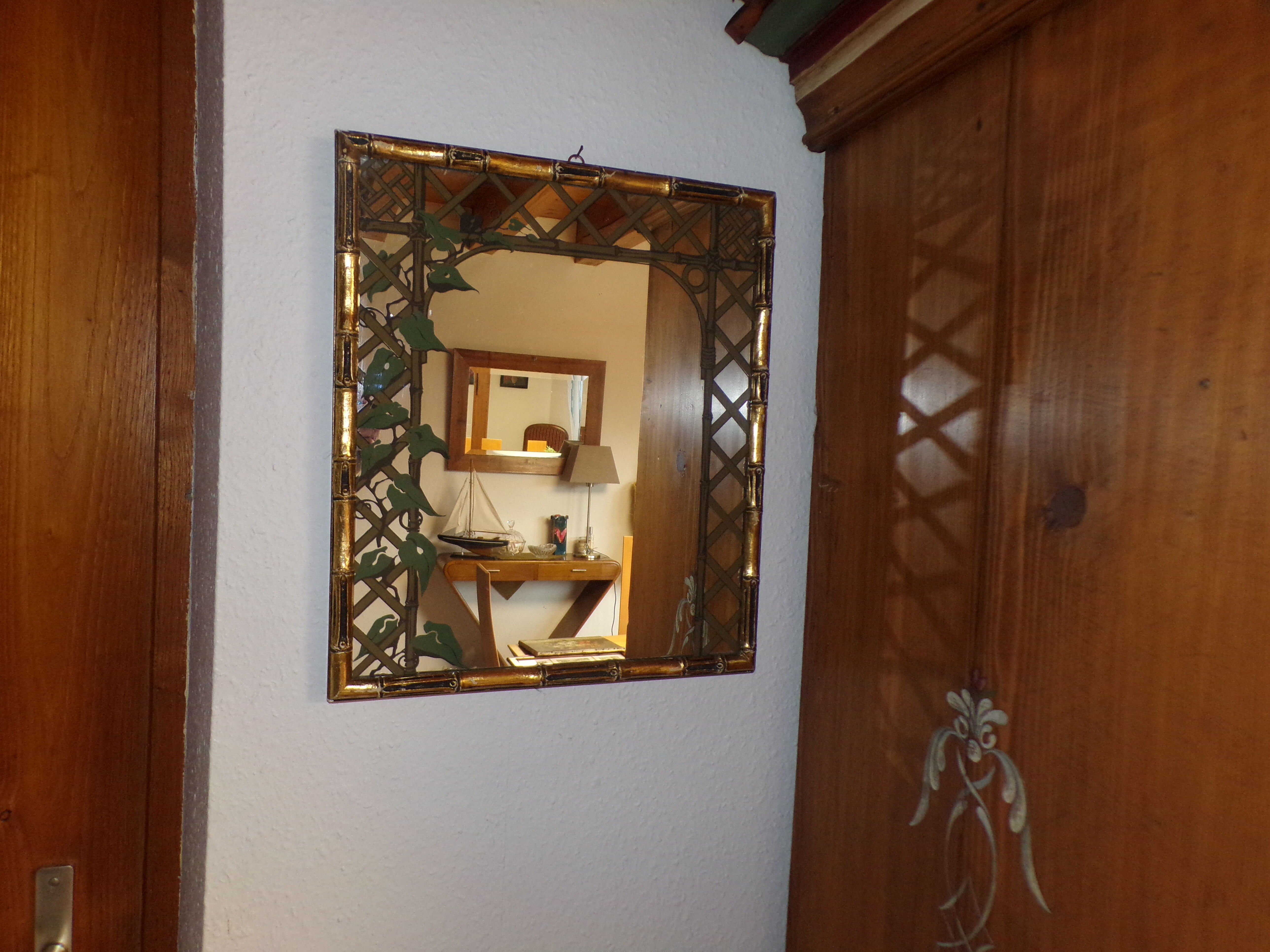 Vintage Hand printed Mirror by Braddell Enterprises | 1970s/80s