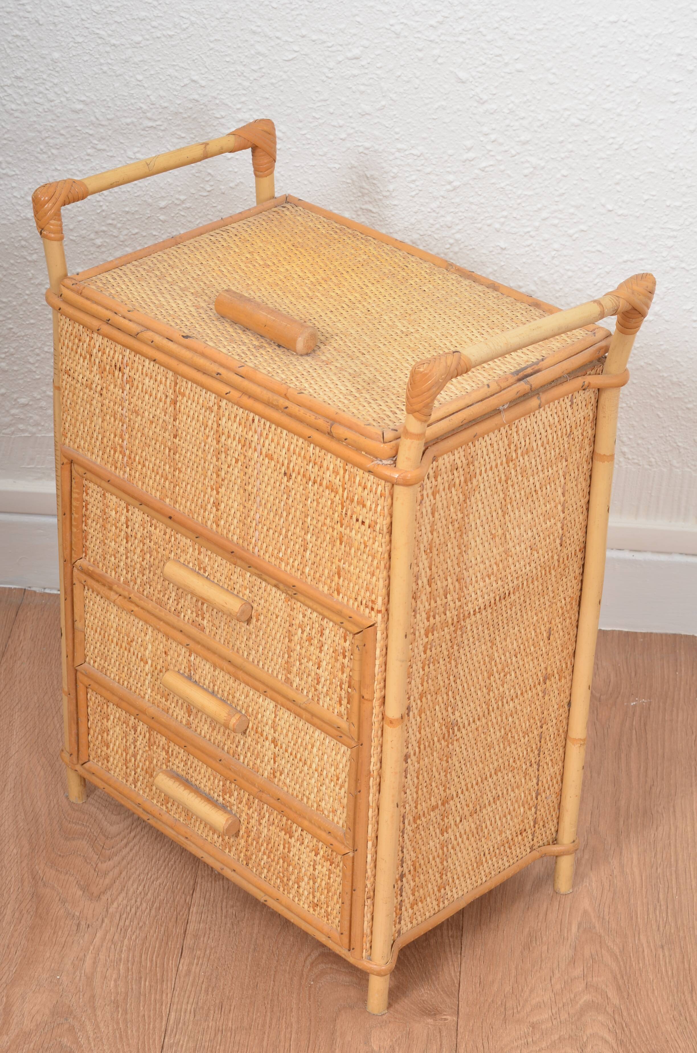 Small rattan chest of drawers