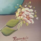 Still life painting frame signed vintage