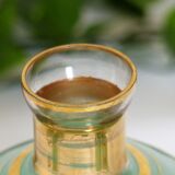 Green liqueur carafe and its 6 glasses