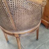 Louis XVI style office armchair in walnut and canning