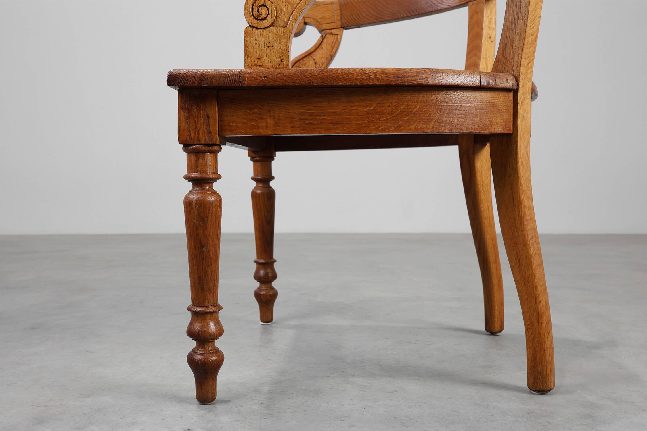 French Neoclassical Oak Chair with Wicker Seat, Late 19th Century