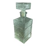 Vintage, whisky decanter, square, glass, diamond tip, square cap, tableware, décor