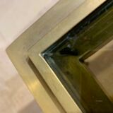 Table basse laiton et verre fumé